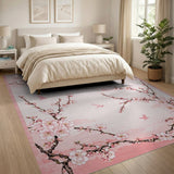 Blush Cherry Blossom Area Rug with Birds
