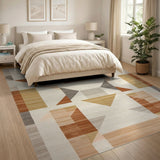 Tan Rust Geometric Modern Area Rug