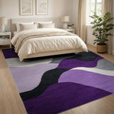 Purple Abstract Wave Geometric Area Rug