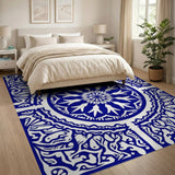 Blue and Teal Navy Blue Mandala Persian Area Rug
