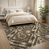 Ornate Floral Diamond Motif Area Rug