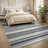 Navy Ivory Striped Coastal Woven Rug