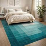 Geometric Modern Teal Blue Geometric Block Area Rug