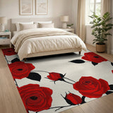 Bold Red Roses Floral Area Rug