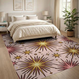 Pink Gold Starburst Area Rug