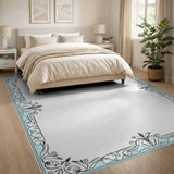 Traditional Teal Persian Border Area Rug