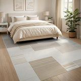 Beige Block Geometric Area Rug