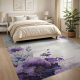 Purple Purple Peony Watercolor Floral Area Rug