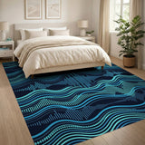Teal Waveform Geometric Area Rug