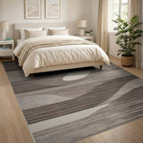 Abstract Grey Wave Area Rug