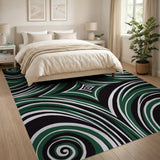 Abstract Area Green Hypnotic Green Swirl Abstract Area Rug