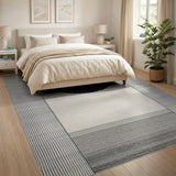 Modern Semicircle Geometric Black White Area Rug