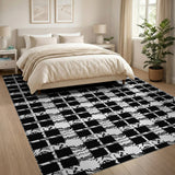 Black White Geometric Checkered Area Rug
