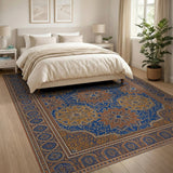 Blue Persian Star Medallion Area Rug