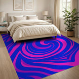 Hypnotic Blue-Pink Swirl Abstract Area Rug