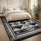 Black White Geometric Southwestern Area Rug