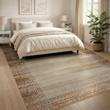 Beige Heritage Tribal Area Rug with Terracotta Border