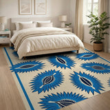 Blue Tribal Starburst Area Rug