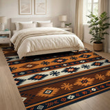 Southwestern Geometric Brown Tan Brown and Tan Area Rug
