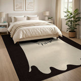 Smiling Cartoon Ghost Black White Area Rug