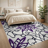 Floral Vintage Purple Floral Swirl Area Rug