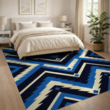 Navy Blue Zigzag Southwestern Area Rug