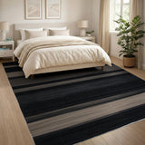 Geometric Modern Modern Grey Striped Woven Area Rug