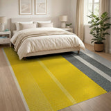 Bold Yellow Grey Vertical Stripe Area Rug