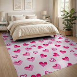 Playful Pink Hearts Scatter Area Rug