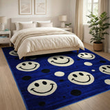 Navy Blue Smiley Faces Polka Dot Area Rug