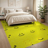 Yellow Playful Yellow Smiley Faces Area Rug