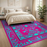 Pink Vibrant Pink Teal Traditional Persian Area Rug