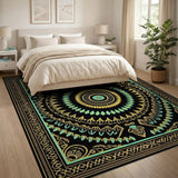 Multi-color and Patterns Teal Gold Mandala Persian Area Rug