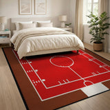 Geometric Modern Red Basketball Court Area Rug