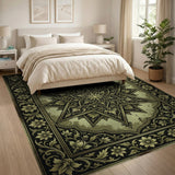 Ornate Gold Star Mandala Persian Area Rug