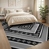 Black and White Bold Black White Tribal Geometric Area Rug