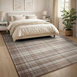 Geometric Modern Plaid Brown Tan Plaid Woven Area Rug