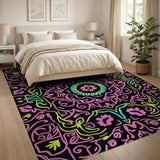 Multi-color and Patterns Neon Pink Green Floral Persian Area Rug