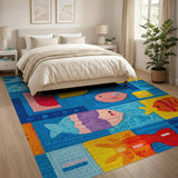 Playful Cartoon Fish Geometric Area Rug