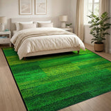 Vibrant Green-Yellow Stripe Geometric Area Rug