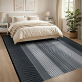 Black and White Black White Vertical Stripe Geometric Rug