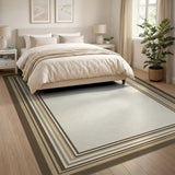 Tan Brown Multi-Border Frame Area Rug