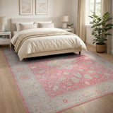 Pink Traditional Persian Blush Pink Traditional Persian Area Rug