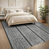 Intricate Black White Zigzag Geometric Area Rug