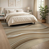 Wavy Abstract Area Wavy Brown Tan Abstract Area Rug