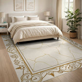 Ornate Gold Kintsugi Veins Beige Area Rug