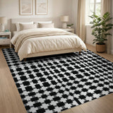 Black White Geometric Grid No. 18 Area Rug