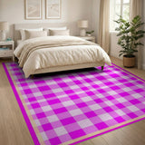 Pink Gingham Smiley Face Kids Rug