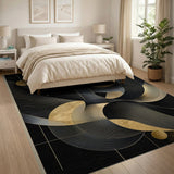 Black Gold Cosmic Waves Area Rug