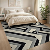 Bold Geometric Black White No. 9 Area Rug